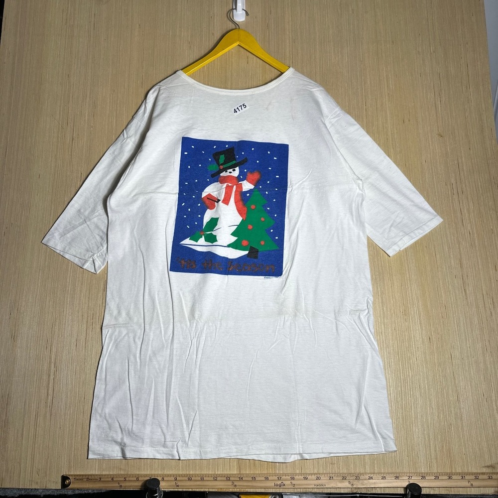Vintage Christmas Good Stuff T-Shirt Mens One Size White Tis The Season Graphic